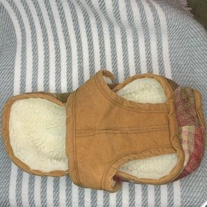 Puppy Dog Jacket/Coat Snaps Lined Back Leash Hole Canvas Wool Plaid Extra Small